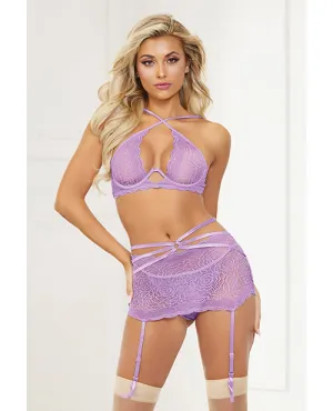 -galloon Lace Bra. Garter Skirt & G-string O/s