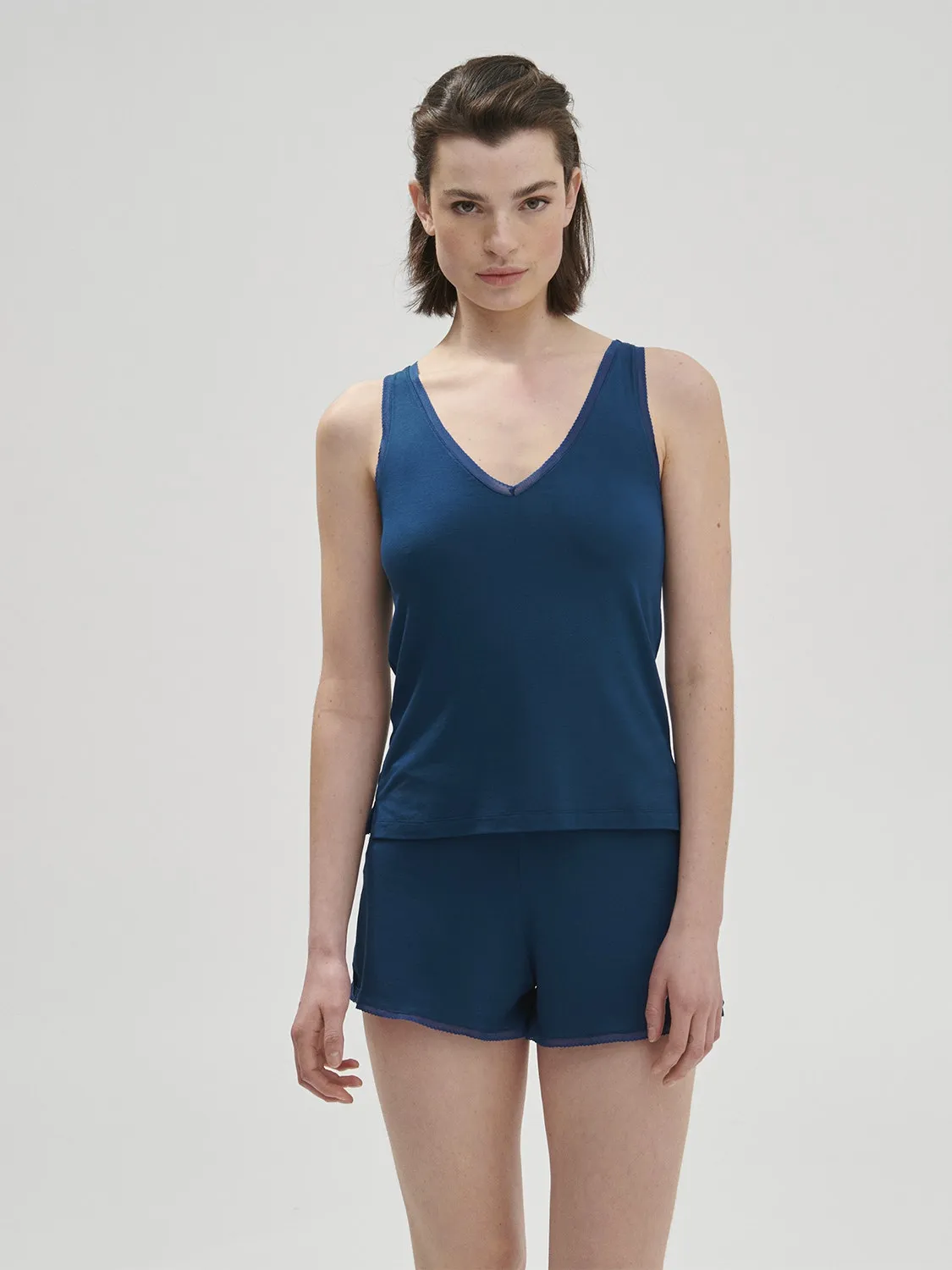 Aurore Sleeveless Tank - Poseidon Blue