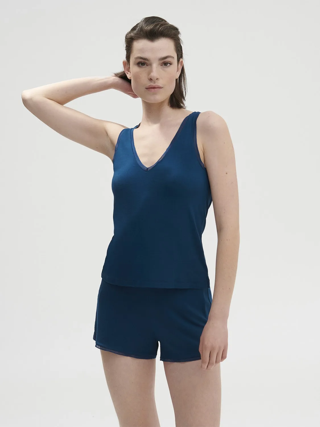 Aurore Sleeveless Tank - Poseidon Blue