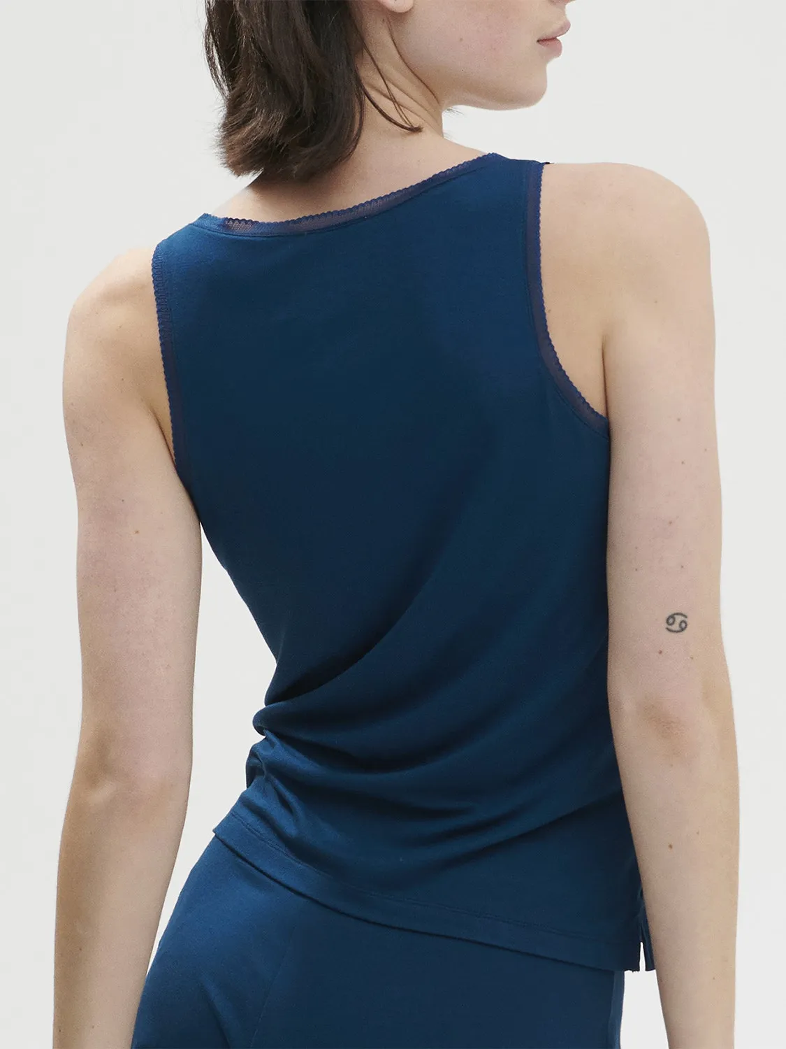 Aurore Sleeveless Tank - Poseidon Blue