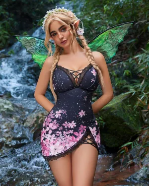 Fairy Lace Chemises Modal Side Slit Dress