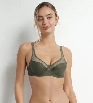 Green microfiber and tulle push-on bra Dim Generous