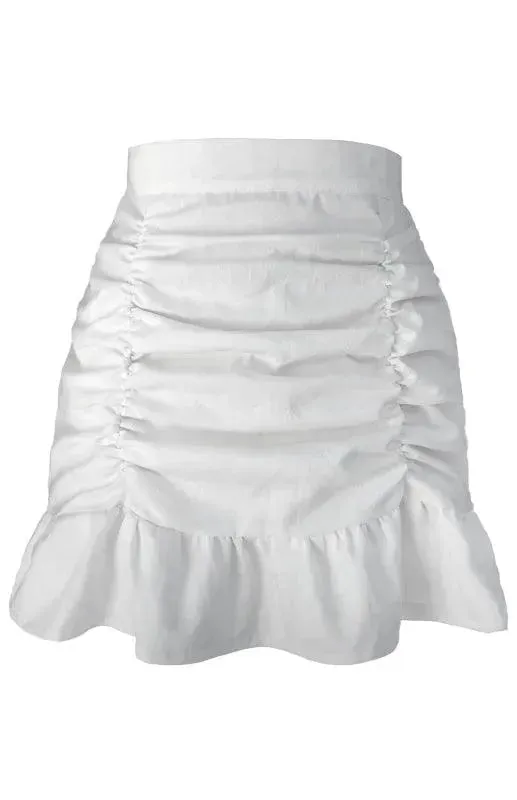 High-Waisted Pleated Ruffle Mini Skirt
