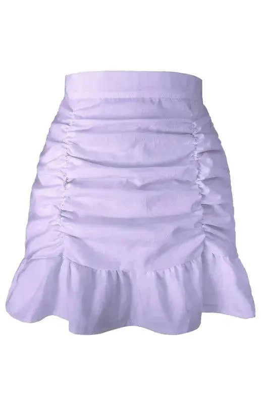 High-Waisted Pleated Ruffle Mini Skirt