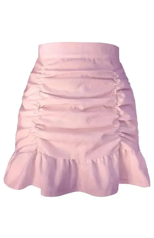 High-Waisted Pleated Ruffle Mini Skirt
