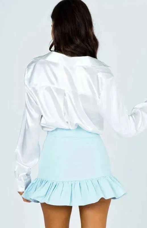 High-Waisted Pleated Ruffle Mini Skirt
