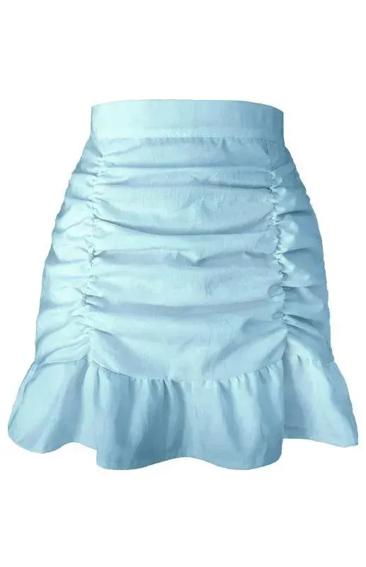 High-Waisted Pleated Ruffle Mini Skirt