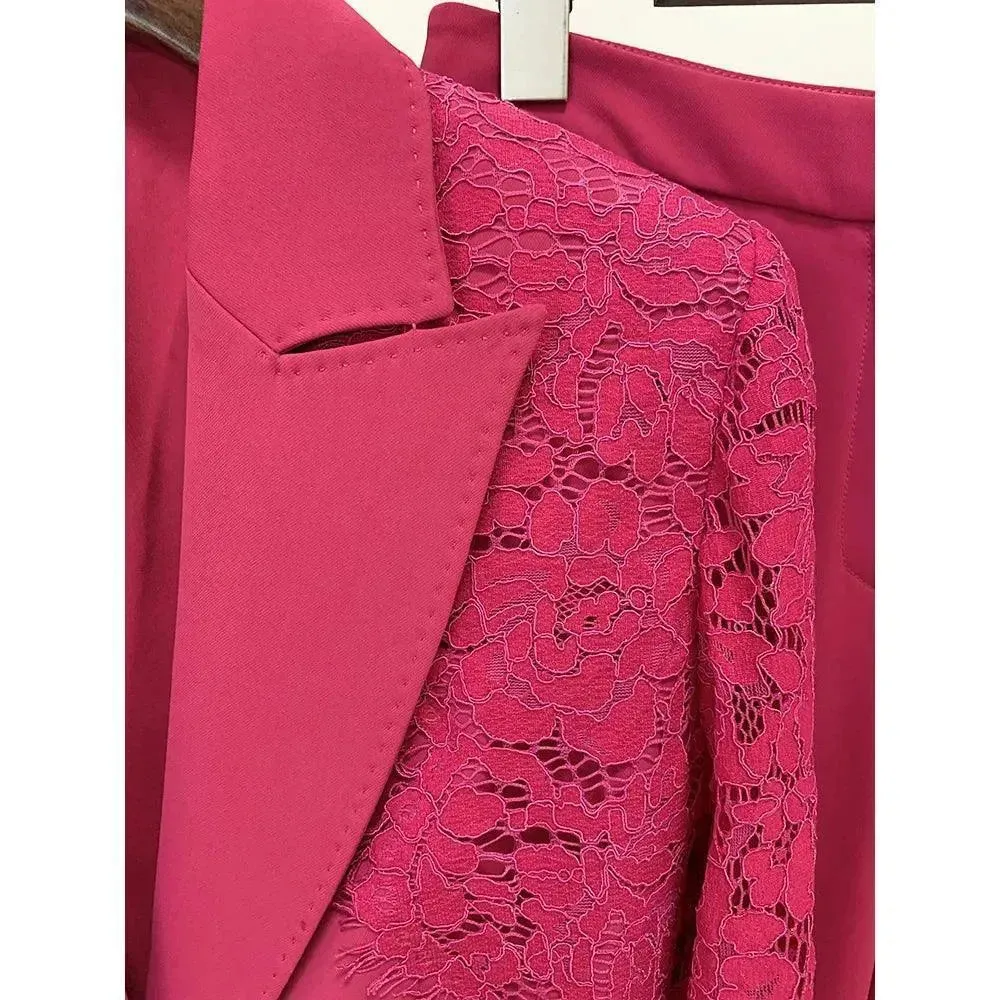 Lace Patchwork Women Pant Suit. Flared Pants