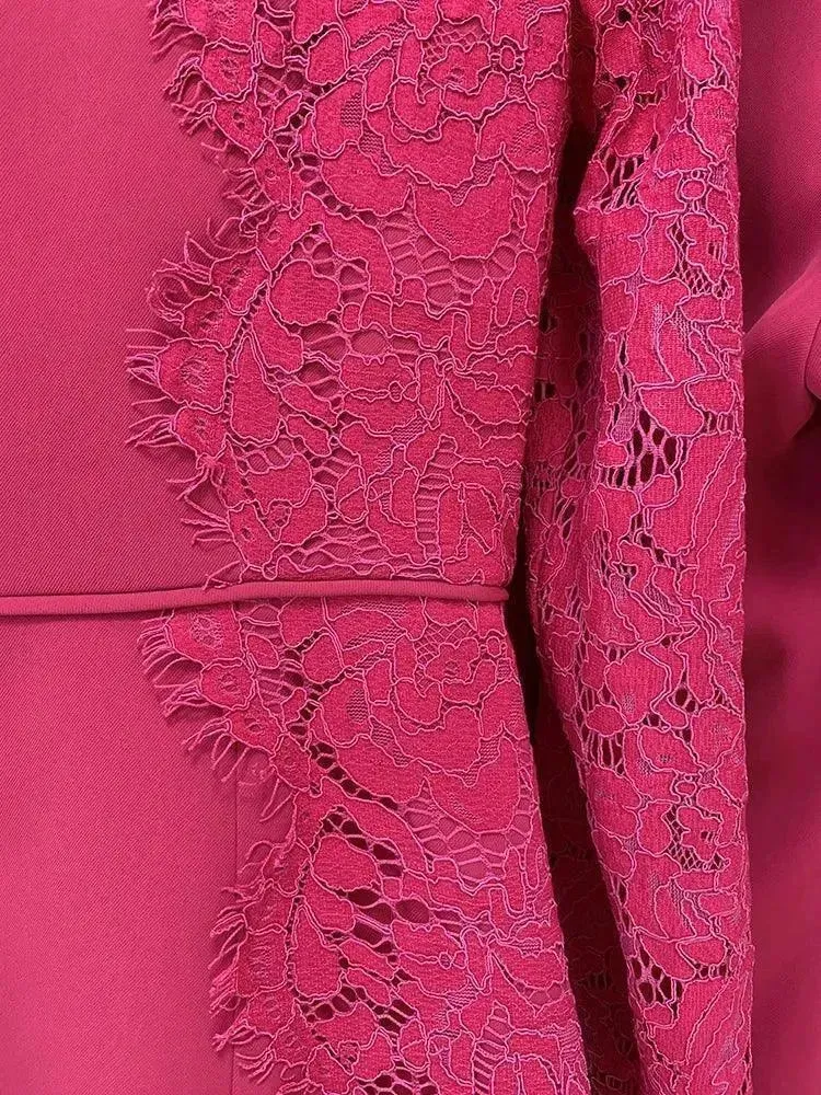 Lace Patchwork Women Pant Suit. Flared Pants