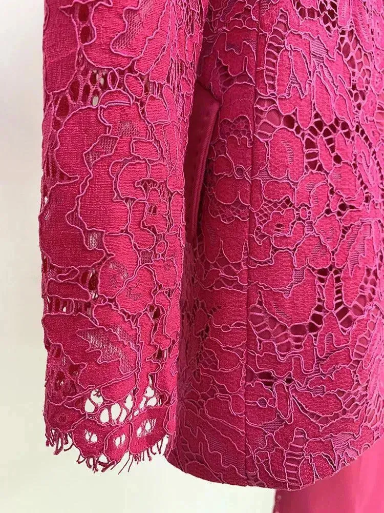 Lace Patchwork Women Pant Suit. Flared Pants