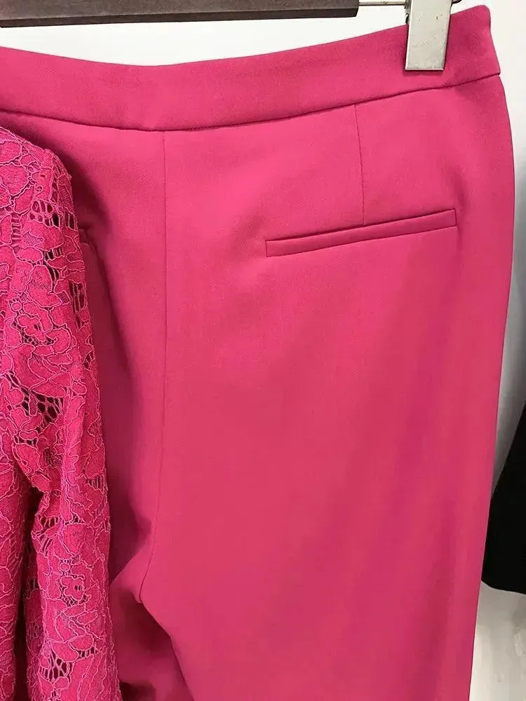 Lace Patchwork Women Pant Suit. Flared Pants