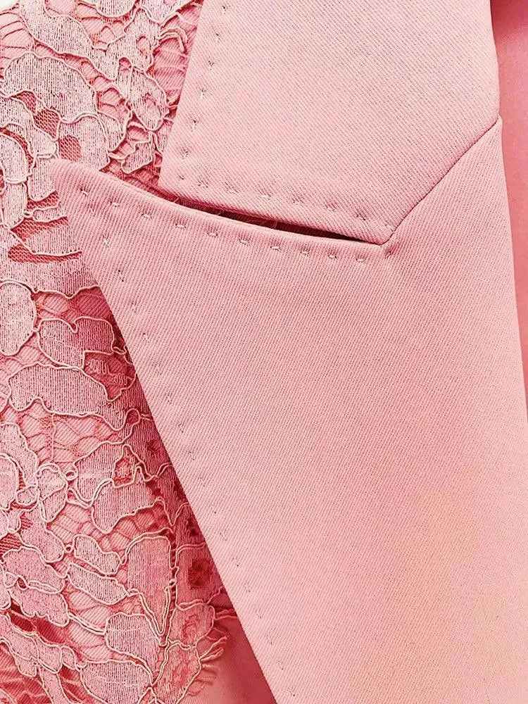 Lace Patchwork Women Pant Suit. Flared Pants