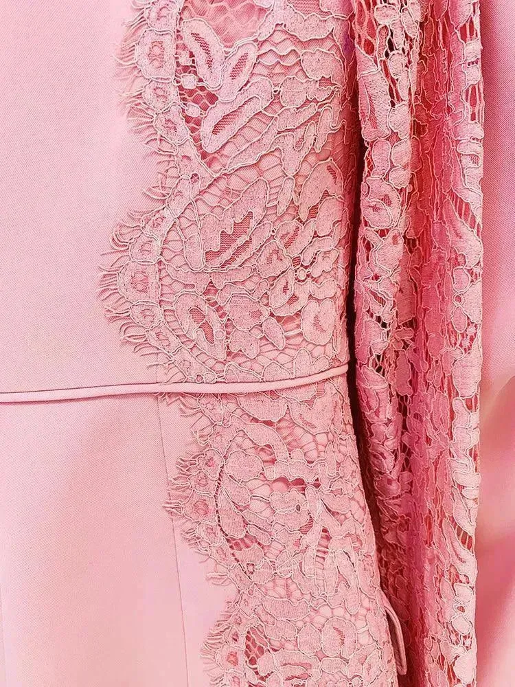 Lace Patchwork Women Pant Suit. Flared Pants