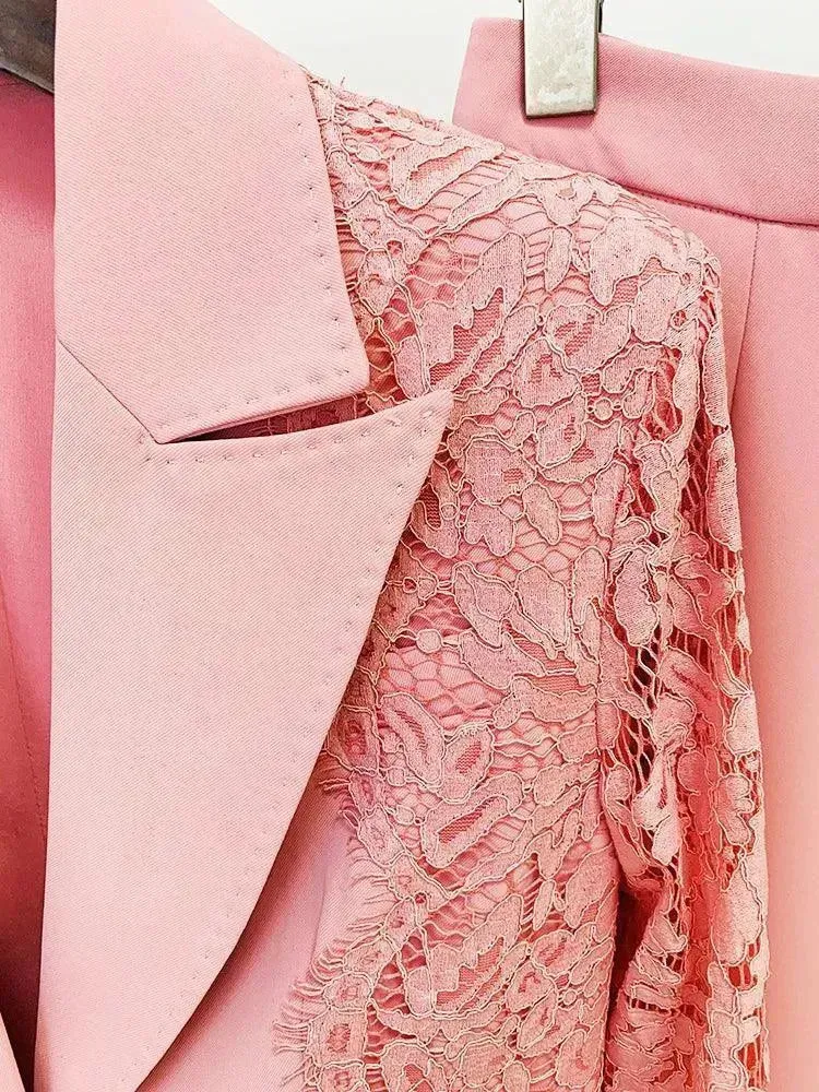 Lace Patchwork Women Pant Suit. Flared Pants