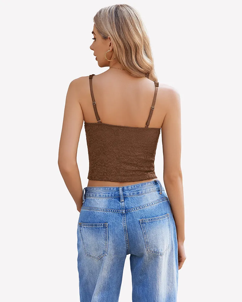 Lace Sleeveless Sweetheart Neck Crop Top