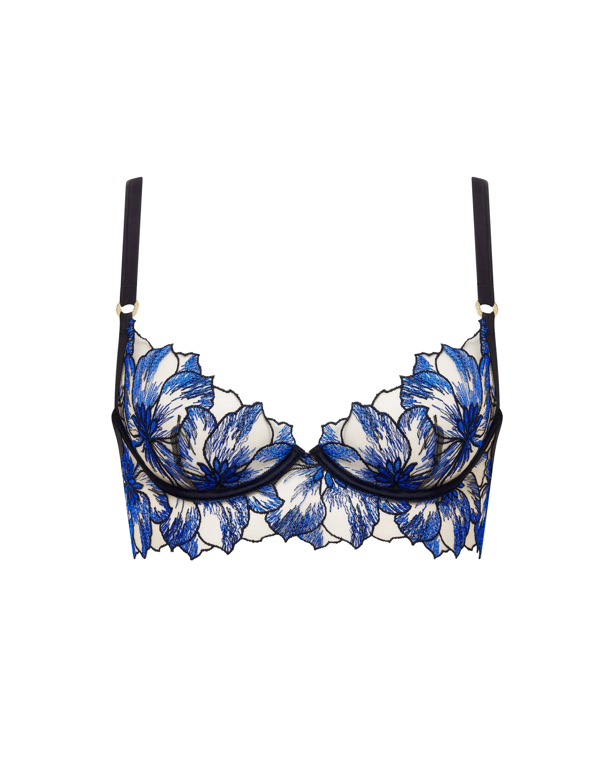 Lyandra Floral Embroidered Bra Blue