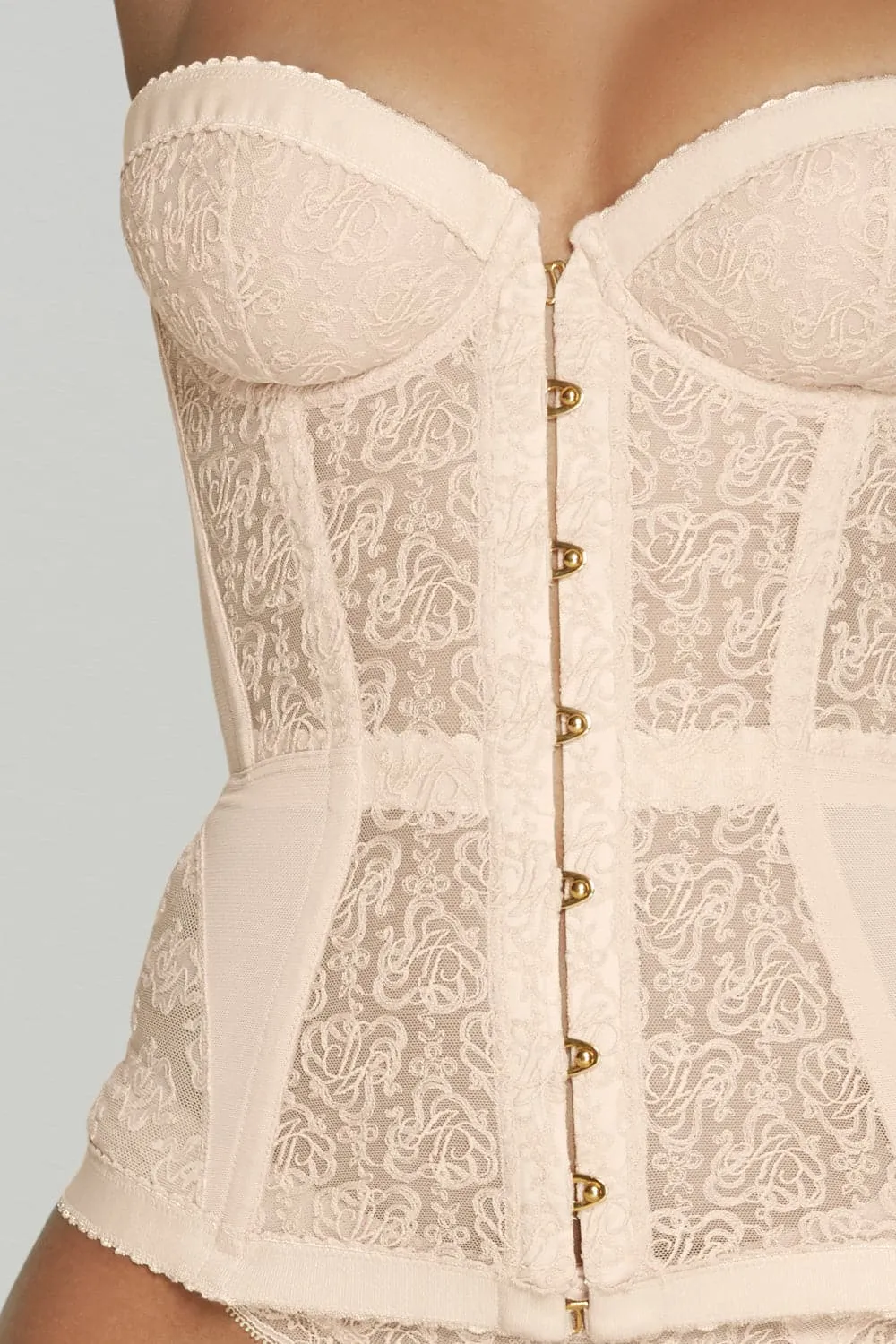 Mercy Lace Corset in Blush. Size 4 (UK 12)