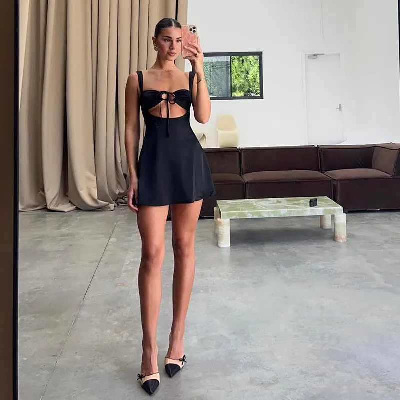 #PB Tie Front Cut Out Mini Dress