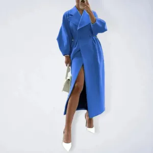 Retro Court Style Woolen Overcoat with Lantern Sleeves