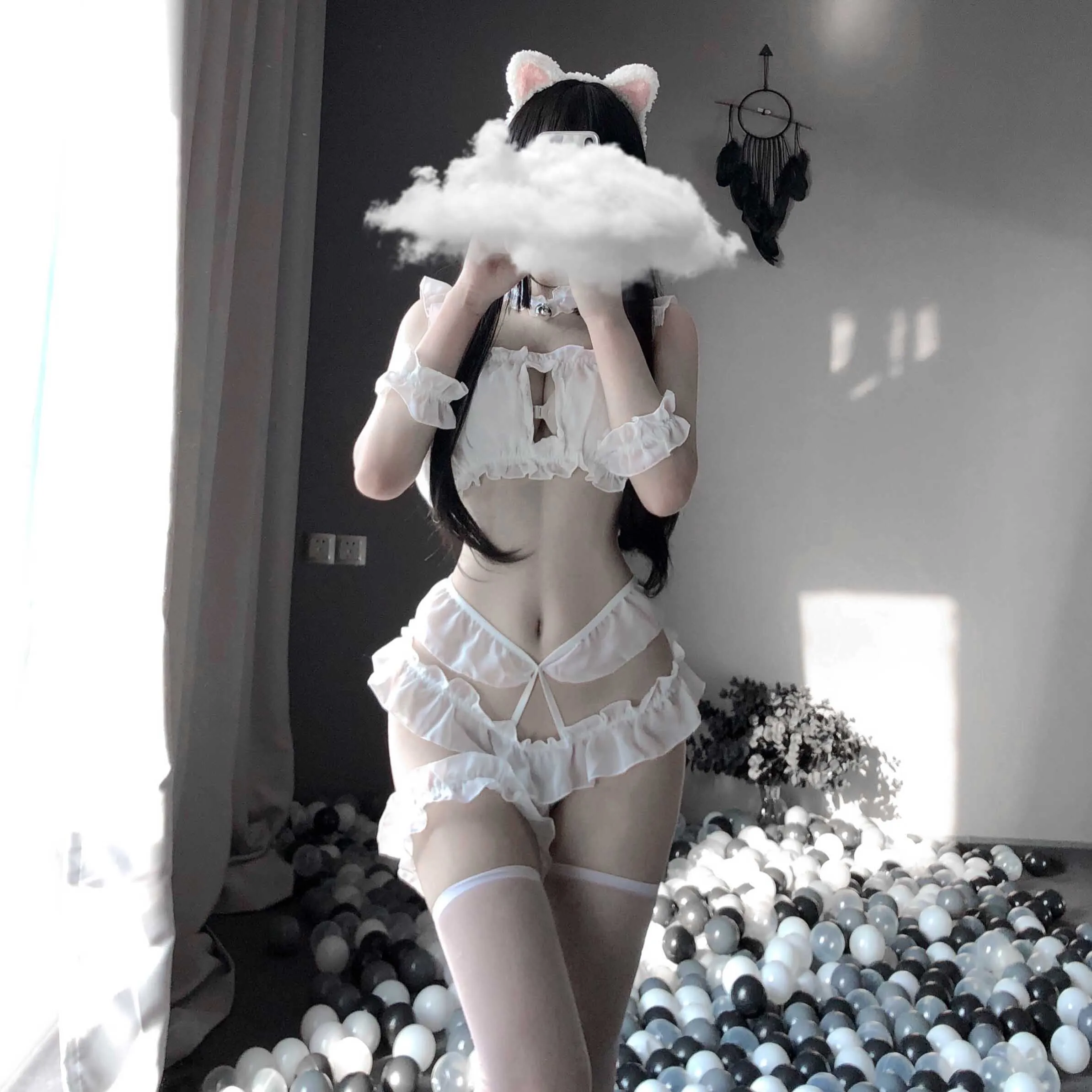 T-2226 Three-point princess cat suit love cat girl cute nightwear