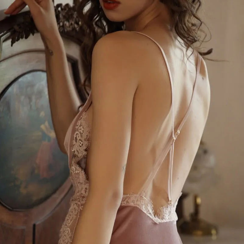 Temptation Velvet Lace Backless Nightdress