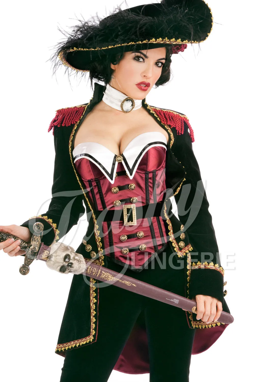 Velveteen Pirate Corset with Collar