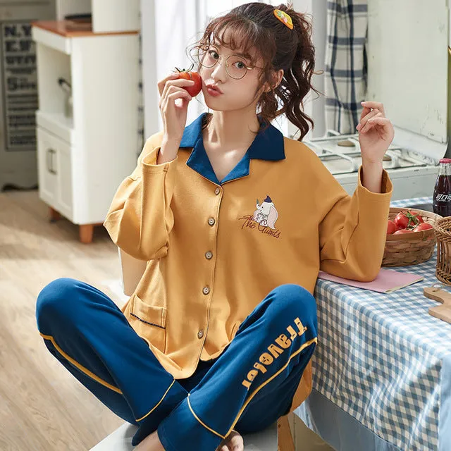 Women Clothes for Autumn winter Pajamas Sets O-Neck Sleepwear Lovely Rabbit Pijamas Mujer Long Sleeve Cotton Sexy Pyjamas Female